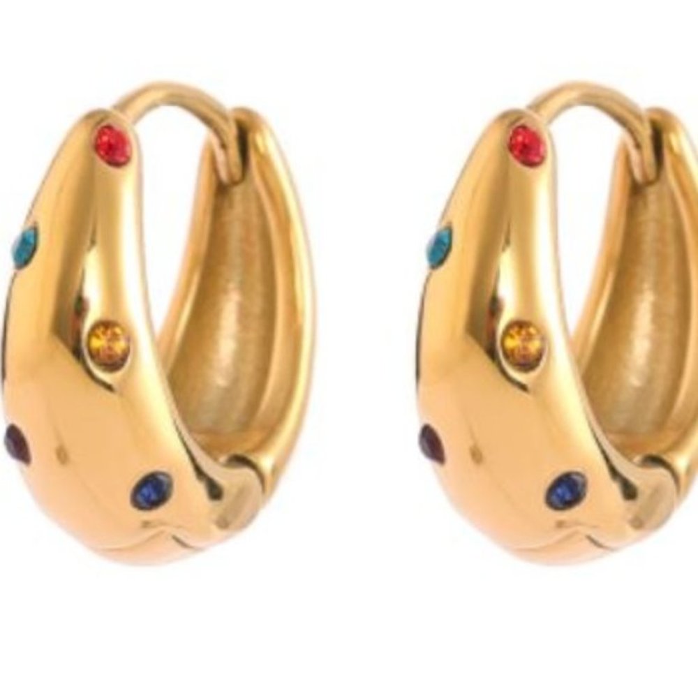 Gold Plated Stainless Steel Small Huggie Hoop Earrings